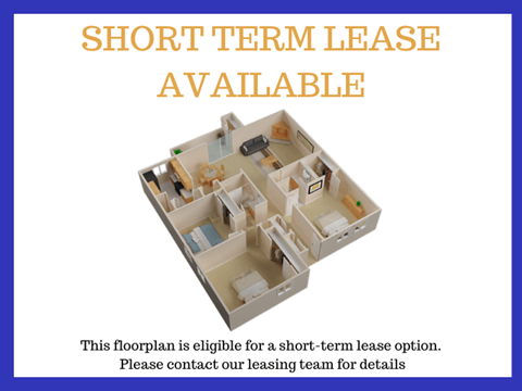 Floor plan for 3 beds, 2 baths, 1488 sqft
